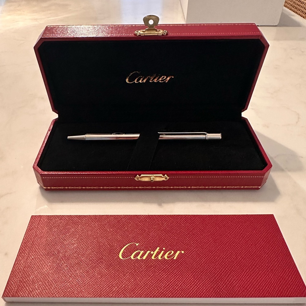 Cartier Silver Pen with Red Case